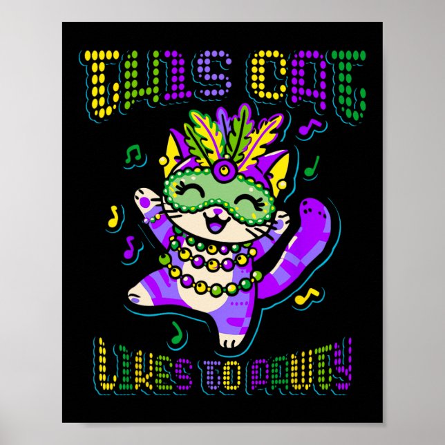 Masque Mardi Apparel Costumes Mardi Gras Cat Poster (Framsidan)