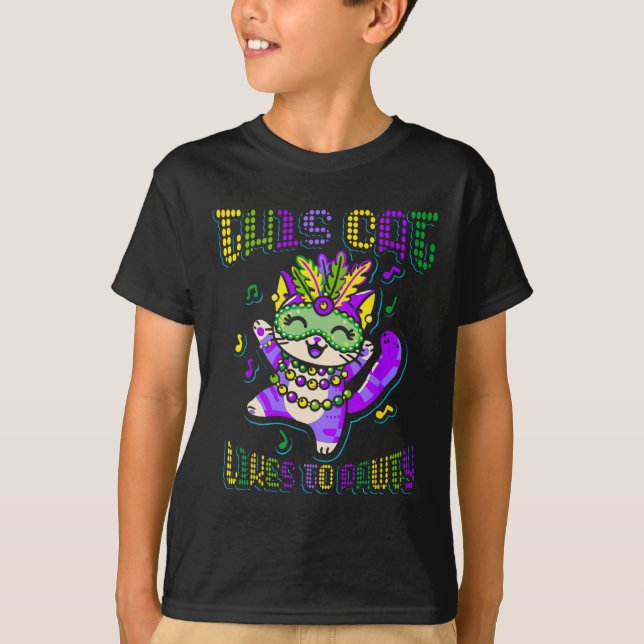 Masque Mardi Apparel Costumes Mardi Gras Cat T Shirt (Framsida)