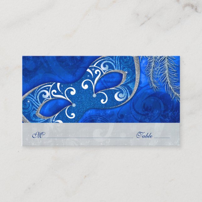 MasqueraBoll Mardi Gras Bröllop ortkort Placeringskort (Framsida)