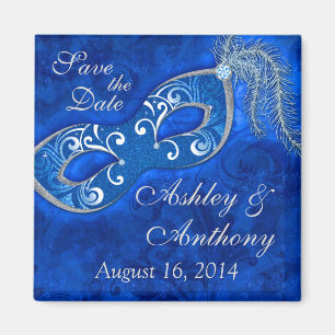 MasqueraBoll Mardi Gras Bröllop spara datum Magnet