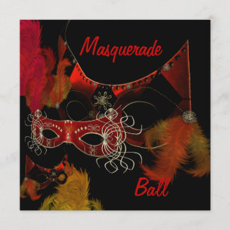 MasqueraBoll Mask Red Black Inbjudan Party