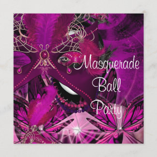 MasqueraBoll Party Mask Black Rosa Lila Girl Girl Inbjudningar