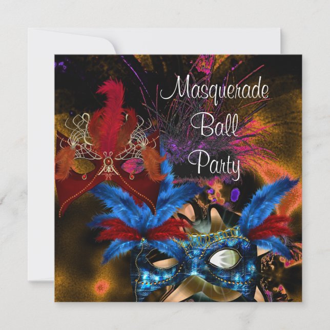 MasqueraBoll Party Mask Colorful Abstrakt Inbjudningar (Framsida)
