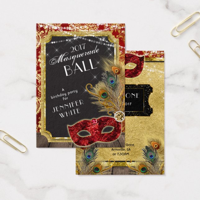 MasqueraBoll Red Guld Peacock Admission Biljett (Kontor)