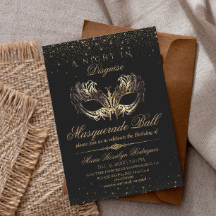 MasqueraBoll Theme Birthday Inbjudningar