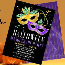 MasqueraCostume Cocktails Vuxen Halloween Inbjudningar