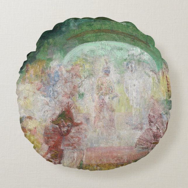 Masquerad av James Ensor (1889) Rund Kudde (Framsidan)