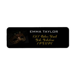 Masquerad Black & Guld Birthday Returadress Etikett