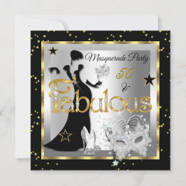 Masquerad Fabulous 50 Party Guld Silver Black Inbjudningar
