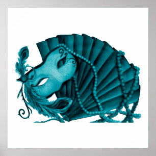 Masquerad i Teal Poster