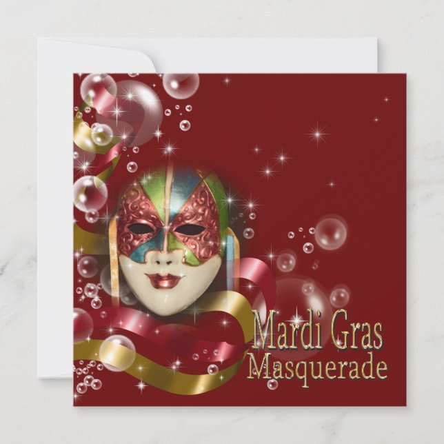 Masquerad mardi gras mask PERSONALIZE Inbjudningar (Framsida)