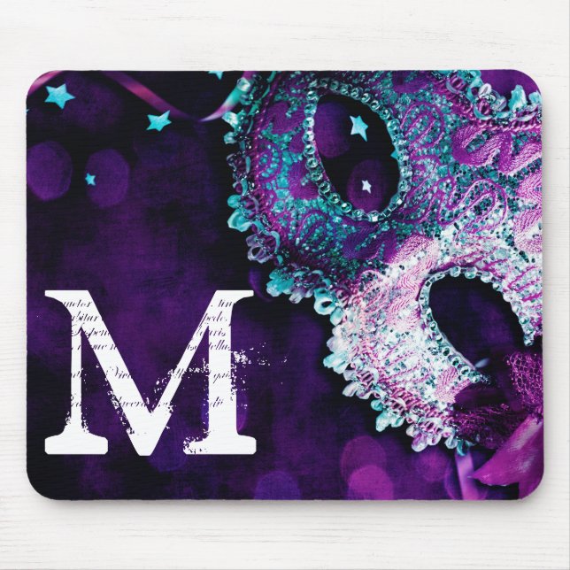 Masquerad Mask Costume Monogram första muspekaren Musmatta (Framsidan)