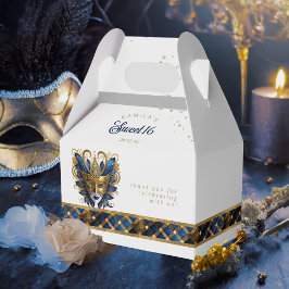 Masquerad Mask Motif Harlequin Blue Guld ID1032 Presentaskar