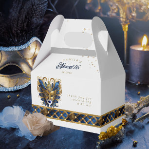 Masquerad Mask Motif Harlequin Blue Guld ID1032 Presentaskar