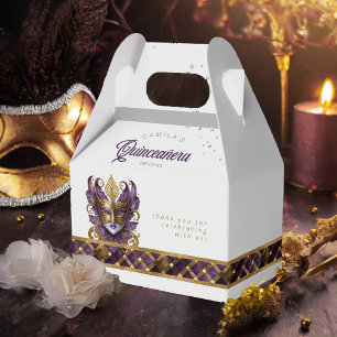 Masquerad Mask Motif Harlequin Lila Guld ID1031 Presentaskar