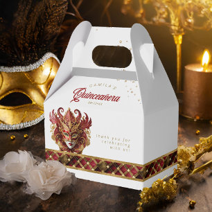 Masquerad Mask Motif Harlequin Red Guld ID1031 Presentaskar