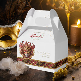 Masquerad Mask Motif Harlequin Red Guld ID1032 Presentaskar