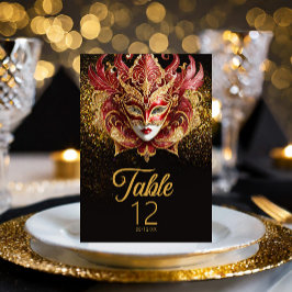 Masquerad Mask Motif Red Guld ID1031 Bordsnummer