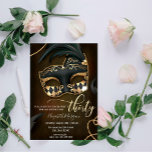 Masquerad, Masque 30års födelsedag Inbjudningar<br><div class="desc">Coolans maskstorlek på svart bakgrund.</div>