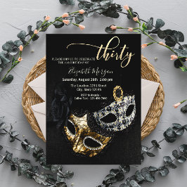 Masquerad, Masque Black 30års födelsedag Inbjudningar