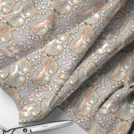 Masquerad Mönster Pärlor Mask Ro Guld ID1031 Tyg