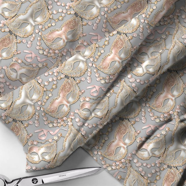 Masquerad Mönster Pärlor Mask Ro Guld ID1031 Tyg (Skapare uppladdad)