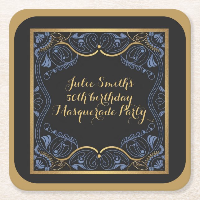 Masquerad Party maskerad boll födelsedag lyxurös Underlägg Papper Kvadrat (Framsidan)