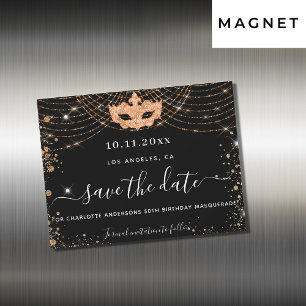 Masquerad party svart guld spara datum magneter