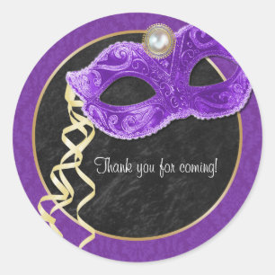 Masquerad Party Tack Sticker - lila Runt Klistermärke