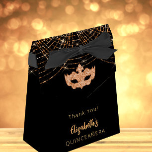 Masquerad Quinceanera Black glitter guld Presentaskar