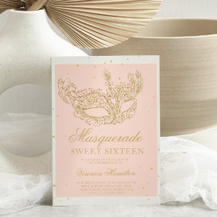 Masquerad rosa guld glitter maskbudget Söt 16