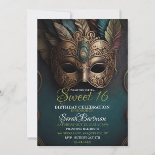 Masquerad söt 16 inbjudan
