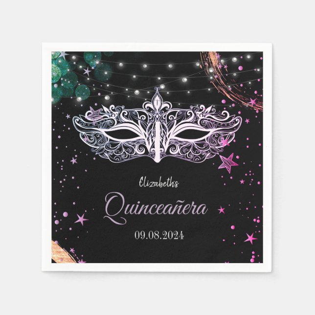 Masquerad,Stars Chic Masque Quinceañera Pappersservett (Framsidan)