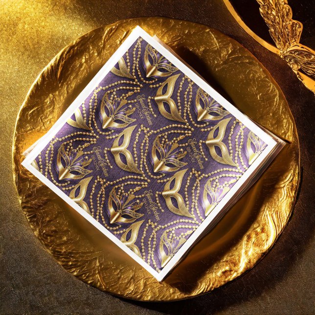 Masquerad Sweet 16 Pärlor Mask Lila ID1032 Pappersservett (Skapare uppladdad)