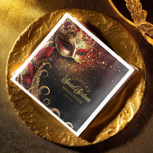 Masquerad Sweet 16 Red Guld ID1032 Pappersservett
