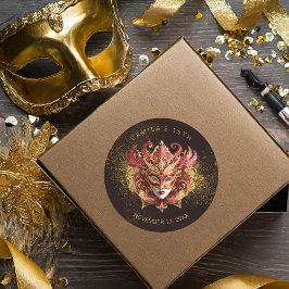 Masquerad Sweet 16 Red Guld V2 ID1032 Runt Klistermärke
