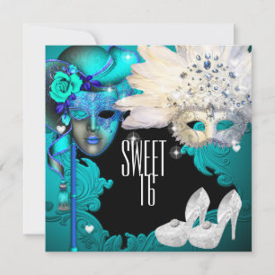Masquerad, Sweet sixteen, Quinceanera-inbjudan Inbjudningar