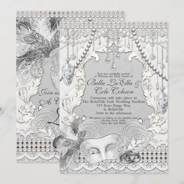 Masqueradapriser Diamond Bling Wedding bjudande Inbjudningar (Fram/baksida)