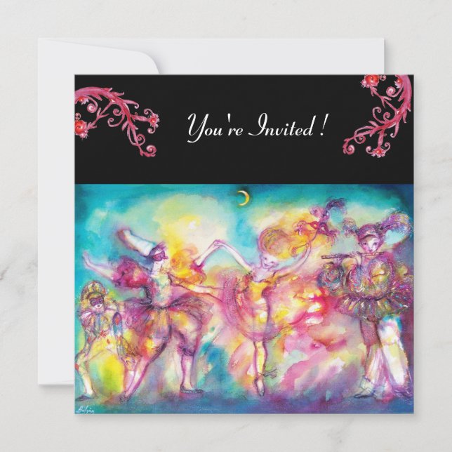 MASQUERADE BALL, röda utsmyckningar Inbjudningar (Framsida)