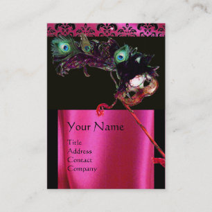 MASQUERADE BLACK ROSA FUCHSIA SILKE DAMASK TRASA VISITKORT