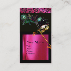 MASQUERADE BLACK ROSA FUCHSIA SILKE DAMASK TRASA VISITKORT