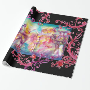 MASQUERADE DANCERS,RED LILA BLOMMIGT SWIRLS PRESENTPAPPER