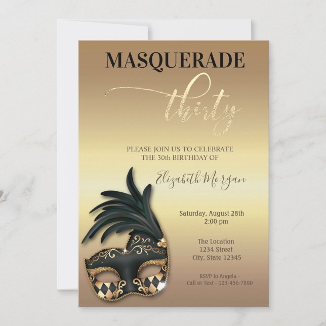 Masquerade Gold 30-årsjubileum  Inbjudningar (Framsida)