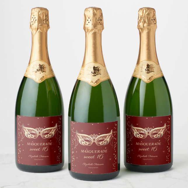 Masquerade Gold Diamonds Burgundy Sweet 16  (Flaskor)