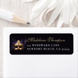 Masquerade Mask Purple Dramatic Return Address Returadress Etikett