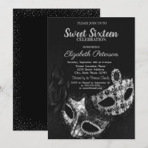 Masquerade,Masque,Svart,Grått Konfetti Sweet 16