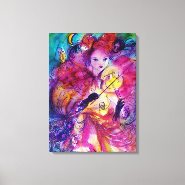 MASQUERADE NIGHT Carnival Musician Black White Canvastryck (Framsida)