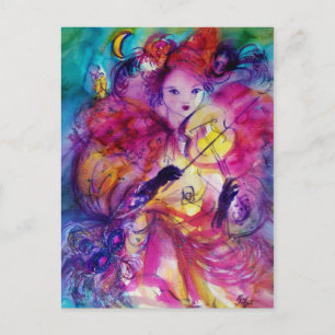MASQUERADE NIGHT Carnival Musician in Rosa Costume Vykort