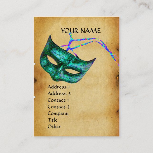 MASQUERADE PARTY1-parchment Visitkort (Framsida)