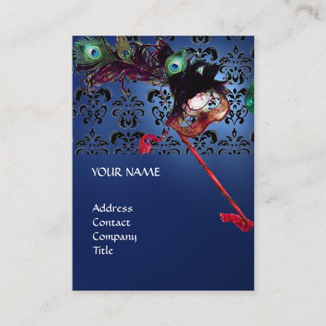 MASQUERADE PARTY svartvit damm Visitkort (Framsida)